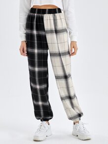 Plaid Two Tone Carrot Pants