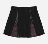 Plaid Zipper Front Skirt