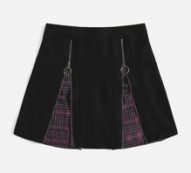 Plaid Zipper Front Skirt