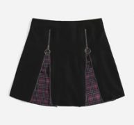 Plaid Zipper Front Skirt