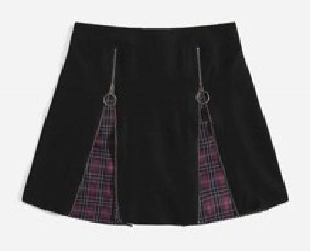 Plaid Zipper Front Skirt