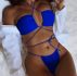 Plain Criss Cross Halter Thong Bikini Swimsuit