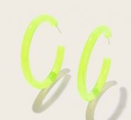 Plain Cut Neon Lime Hoop Earrings 1pair