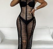 Plain Open Stitch Cover Up Without Bikini