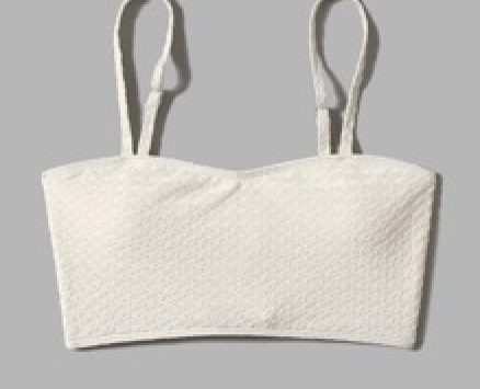 Plain Textured Lace Up Bikini Top