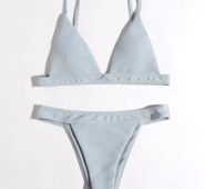 Plain Triangle Thong Bikini Swimsuit