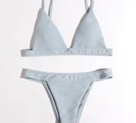 Plain Triangle Thong Bikini Swimsuit