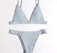 Plain Triangle Thong Bikini Swimsuit