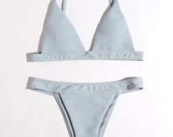 Plain Triangle Thong Bikini Swimsuit