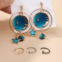 Planet Drop Earrings & 3pcs Lip Ring