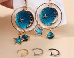 Planet Drop Earrings & 3pcs Lip Ring