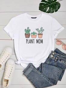 Plants And Letter Graphic Tee