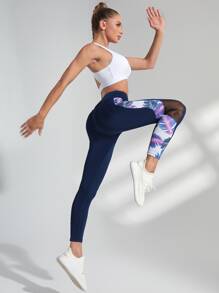 Plants Print Absorbs Sweat Breathable Softness Sports Leggings