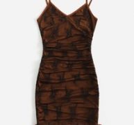 Plants Print Contrast Mesh Cami Dress