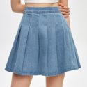 Pleated Denim Skirt