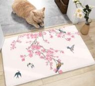 Plum Blossom & Bird Print Floor Mat