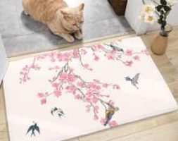Plum Blossom & Bird Print Floor Mat