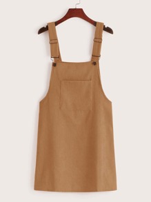 Pocket Front Corduroy Overall Dress