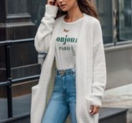 Pocket Side Fluffy Knit Cardigan