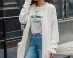 Pocket Side Fluffy Knit Cardigan