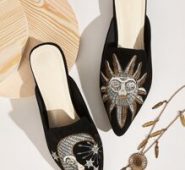Point Toe Embroidered Flat Mules
