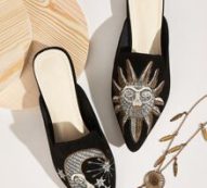 Point Toe Embroidered Flat Mules