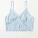 Polka Dot Button Front Applique Crop Cami