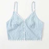 Polka Dot Button Front Applique Crop Cami