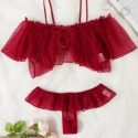 Polka Dot Chiffon Ruffle Lingerie Set