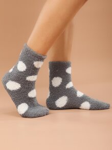 Polka Dot Fuzzy Socks