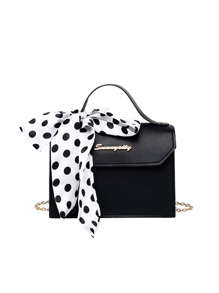 Polka Dot Knot Chain Satchel Bag