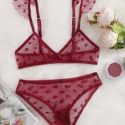 Polka Dot Mesh Lingerie Set