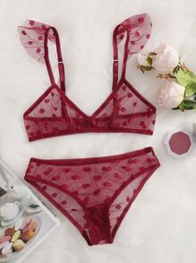 Polka Dot Mesh Lingerie Set