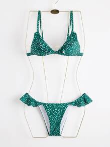 Polka Dot Ruffle Bikini Swimsuit