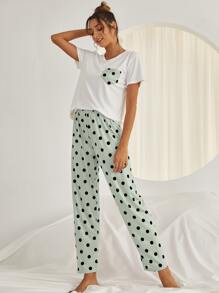 Polka Dot Tee & Pants Pajama Set