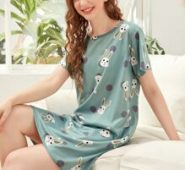 Polka Dot & Cartoon Rabbit Print Night Dress