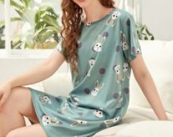Polka Dot & Cartoon Rabbit Print Night Dress
