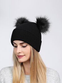 Pom Pom Decor Knitted Hat