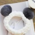 Pom Pom Decor Teddy Bear Ears Bath Headband