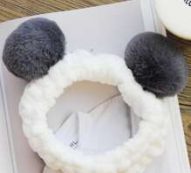 Pom Pom Decor Teddy Bear Ears Bath Headband