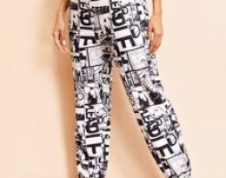Pop Art Print High-Rise Joggers