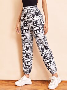 Pop Art Print High-Rise Joggers