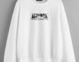 Pop Art and Slogan Graphic Drop Shoulder Pullover