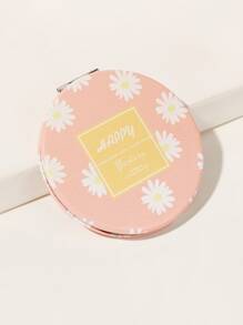 Portable Daisy Pattern Folded Round Mirror