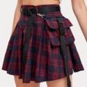 Pouch Side Belted Tartan Skirt