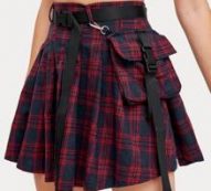 Pouch Side Belted Tartan Skirt