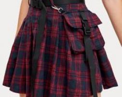 Pouch Side Belted Tartan Skirt