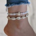 Puka Shell Turtle Charm Anklet Set – 2pcs