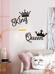 Queen & King Crown Print Wall Sticker