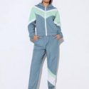 Quick-Drying Color Block Zip Up Sports Jacket & Sports Pants